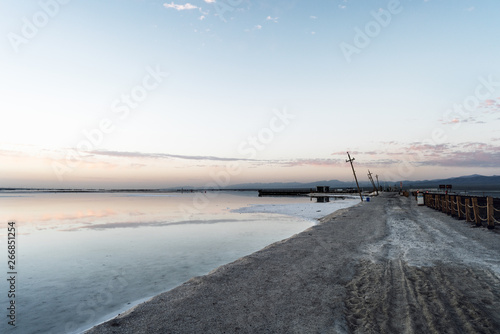Sunrise view of chaka salt lake © xu