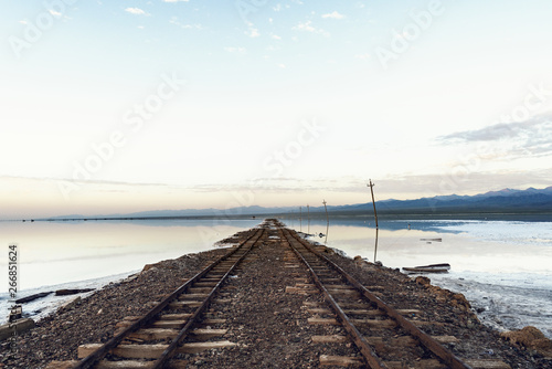 Railway tracks in chaka salt lake photo