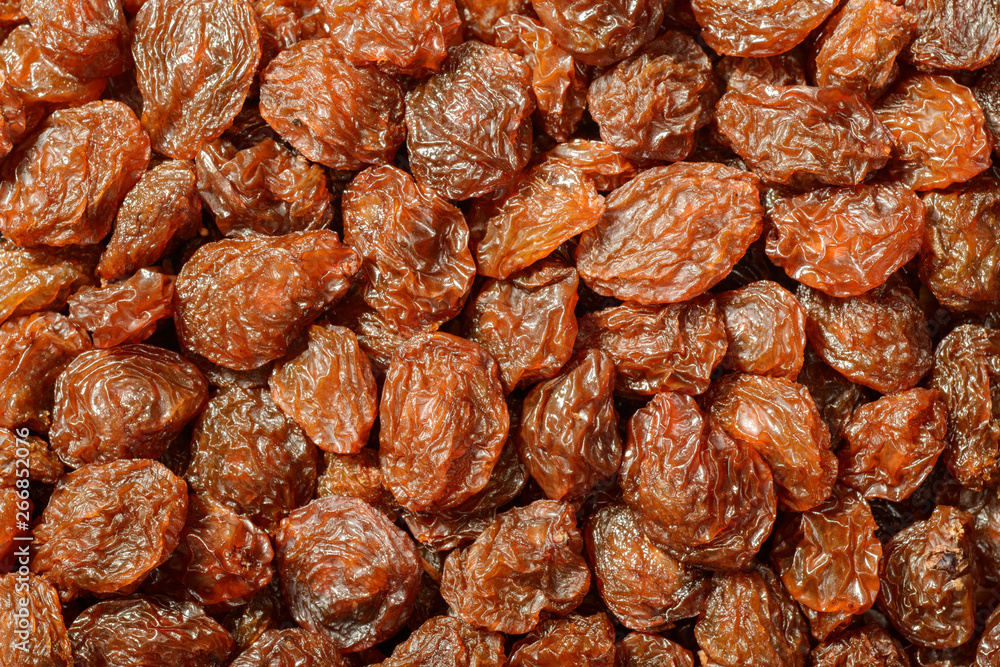food background of raisin, top view