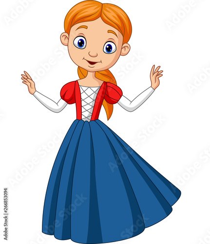 Cute beautiful princess isolated on a white background