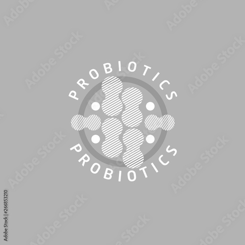Probiotics logo. Bacteria logo. Concept of healthy nutrition ingredient for therapeutic purposes. Simple flat style trend modern logotype graphic design isolated