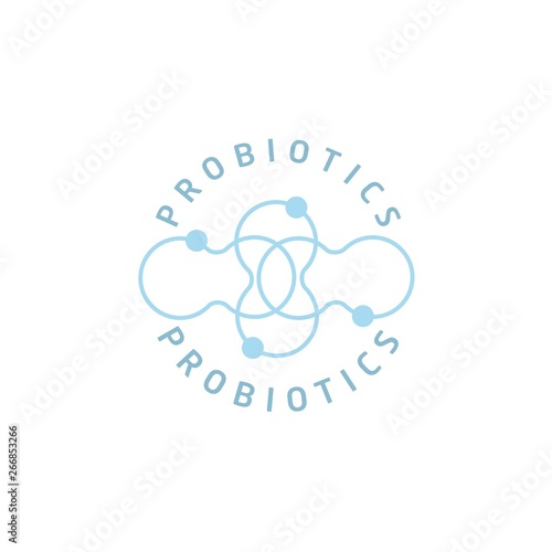 Probiotics logo. Bacteria logo. Concept of healthy nutrition ingredient for therapeutic purposes. Simple flat style trend modern logotype graphic design isolated