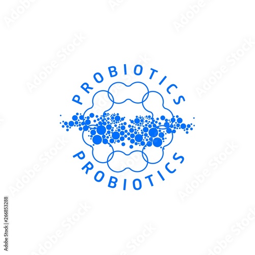 Probiotics logo. Bacteria logo. Concept of healthy nutrition ingredient for therapeutic purposes. Simple flat style trend modern logotype graphic design isolated