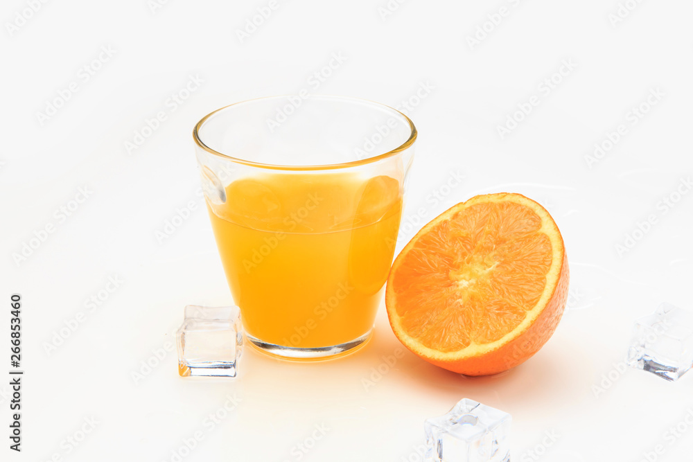 Oranges and orange juice on a white background Oranges and orange juice on a white background