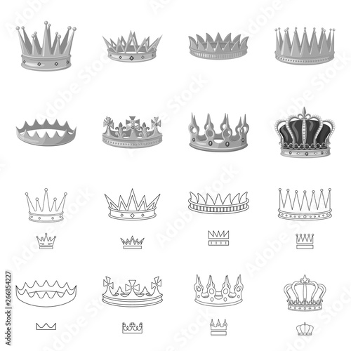 Isolated object of medieval and nobility sign. Set of medieval and monarchy vector icon for stock.