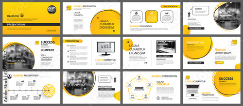 Presentation and slide layout background. Design yellow and orange gradient geometric template. Use for business annual report, flyer, marketing, leaflet, advertising, brochure, modern style.