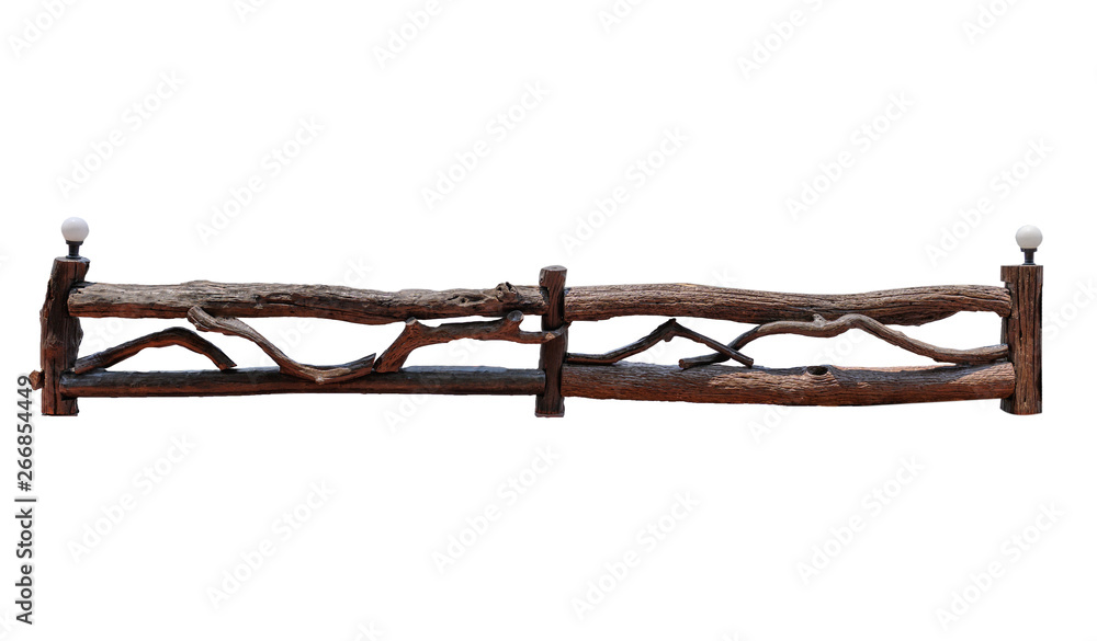 Fototapeta premium Crafts wooden timber fence with lamp decoration