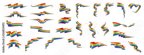 Vector a rainbow flag waving on white background