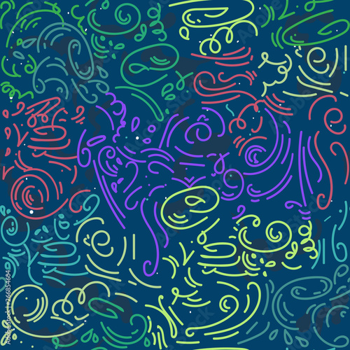 abstract doodle hand drawn pattern romantic vector. chaotic wavy lines, curl, scroll background. Seamless pattern. for wallpapers, pattern fills, web page backgrounds, surface textures.