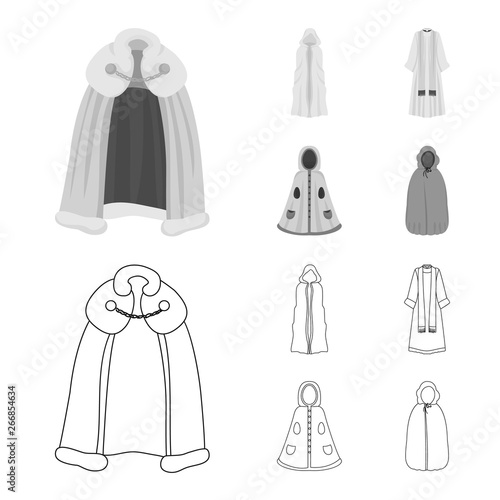 Vector illustration of material and clothing sign. Collection of material and garment vector icon for stock.