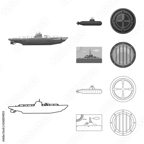 Vector illustration of war  and ship icon. Set of war  and fleet vector icon for stock.