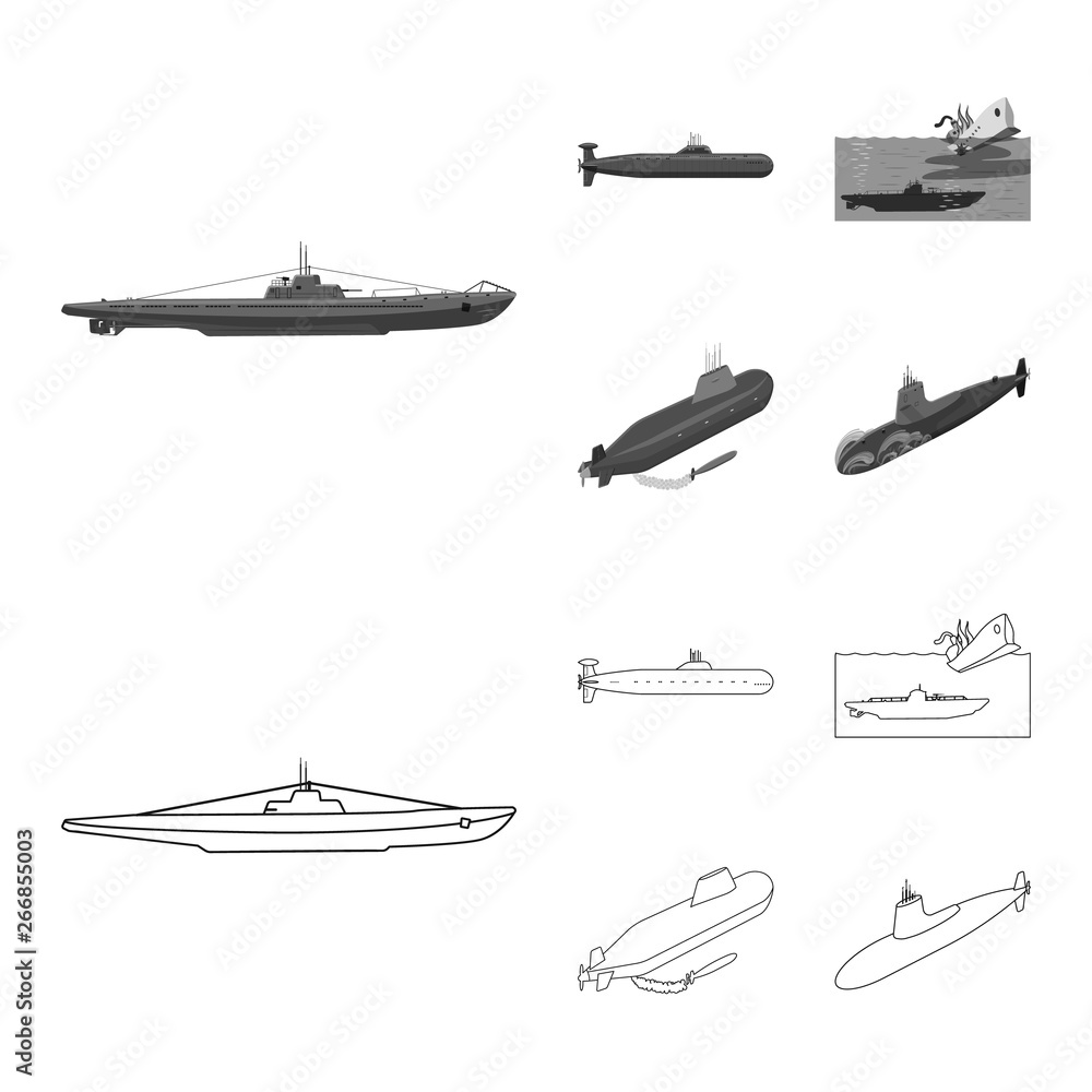 Isolated object of war and ship logo. Set of war and fleet stock symbol for web. Isolated object of war and ship logo. Set of war and fleet stock symbol for web.