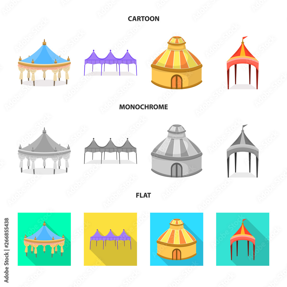 Fototapeta premium Vector illustration of roof and folding symbol. Collection of roof and architecture stock symbol for web.