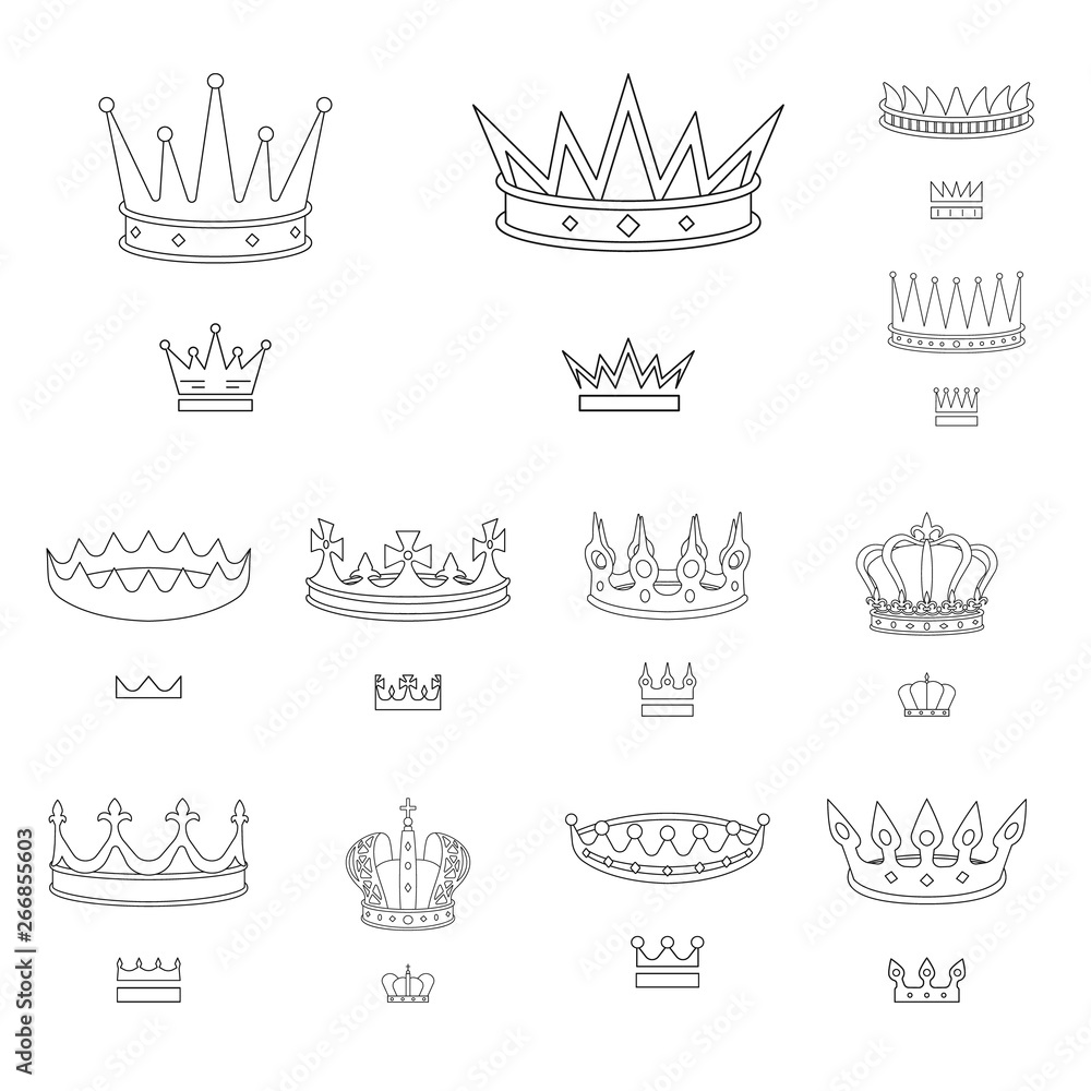 Vector design of queen and heraldic icon. Set of queen and vip vector icon for stock. Vector design of queen and heraldic icon. Set of queen and vip vector icon for stock.