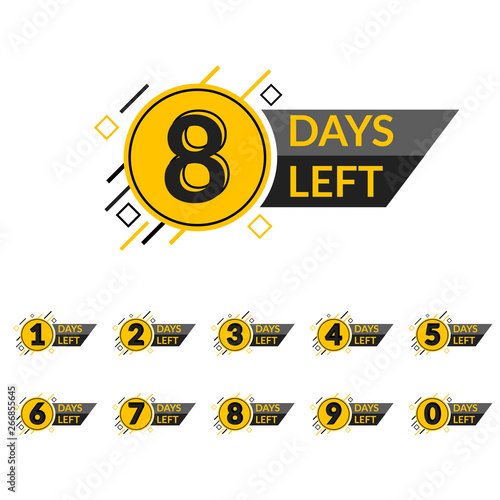 Number days left countdown black yellow color  abstract design  eps 10