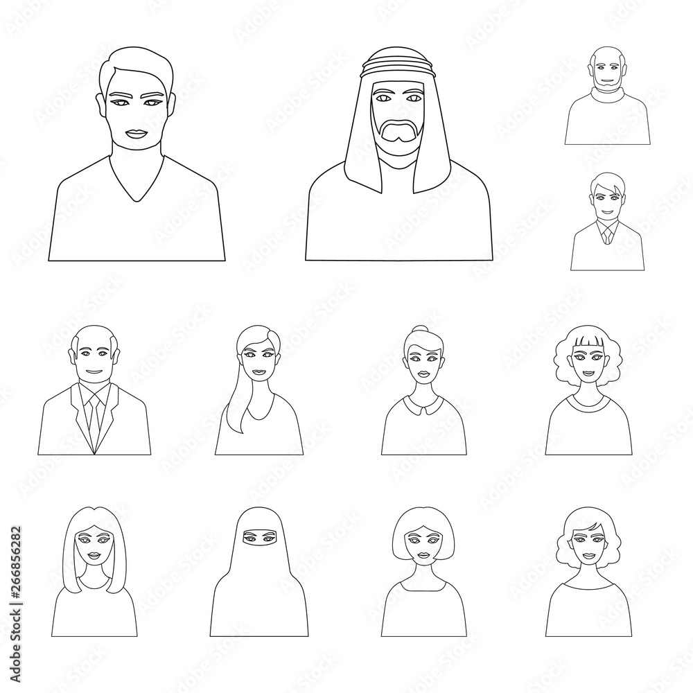 Vector design of character and avatar logo. Set of character and person stock symbol for web. Vector design of character and avatar logo. Set of character and person stock symbol for web.
