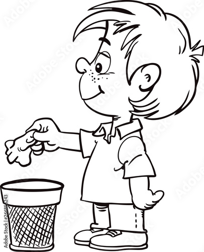 Boy recycling paper