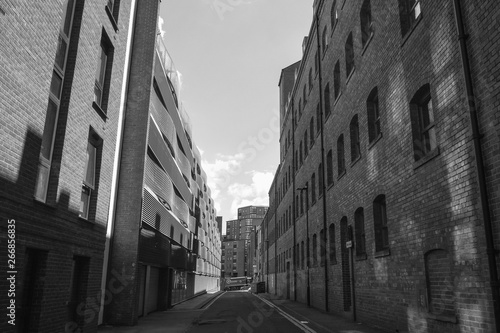 SHEFFIELD, UK - JUN09, 2017: Black and white image of High-rise building on Holland Street, Sheffield, UK © kannapon