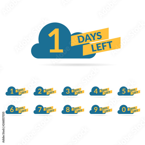 Number days left countdown blue yellow color cloud design vector illustration template eps 10