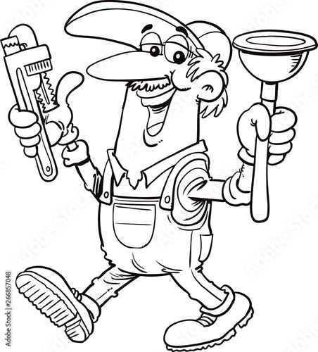 Plumbing service. Plumber cartoon design. vector graphic
