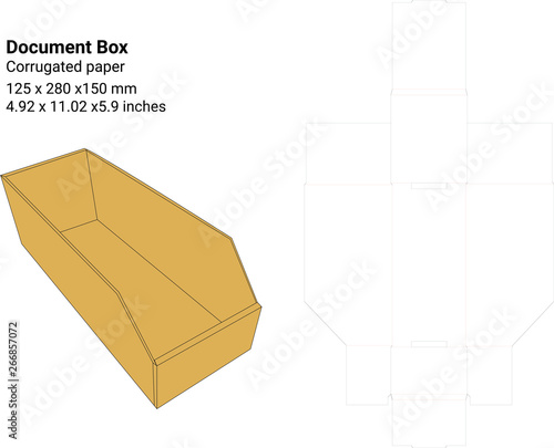 Document Corrugated Box die cut & mock up box