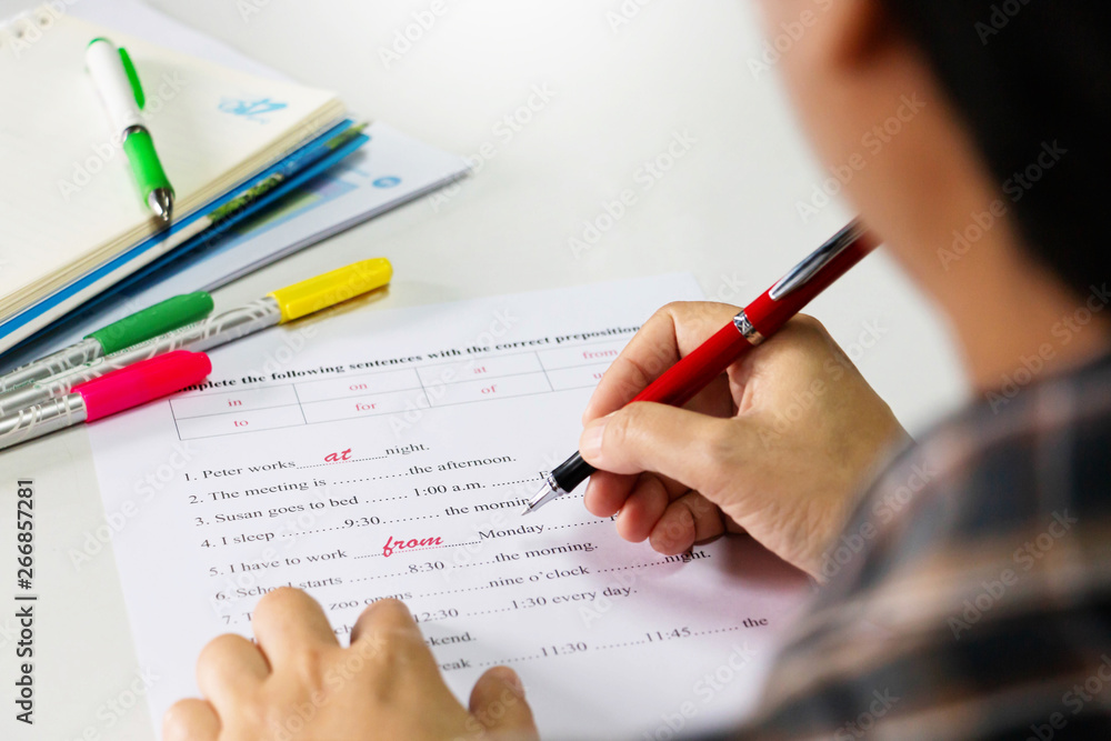 English test on table English test on table