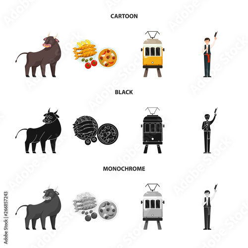 Isolated object of  and historic icon. Collection of  and country vector icon for stock.