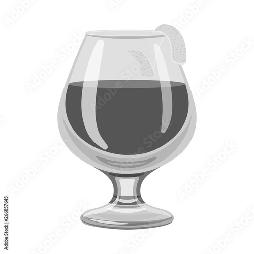 Vector illustration of glass and cognac symbol. Set of glass and ice stock vector illustration.