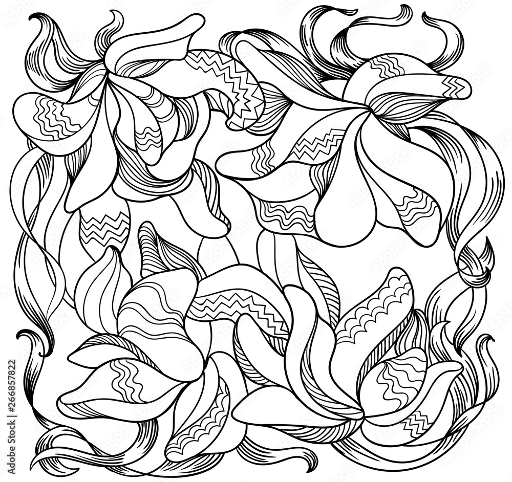 Fototapeta premium flowers ornamental coloring page