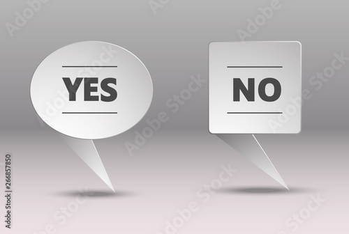 The banner of the words yes and no is made in the high-tech style. Gray background, stylish checkbox.