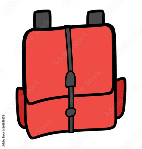 Backpack icon vector in doodle design