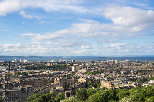 EDINBURGH, SCOTLAND - JUN12, 2017: View on the top of Edinburgh Calton Hill is landscape of old town city at Edinbrugh