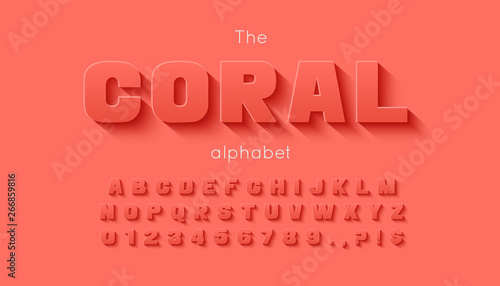 Vector 3d bold font and alphabet. Abc, english letters and numbers