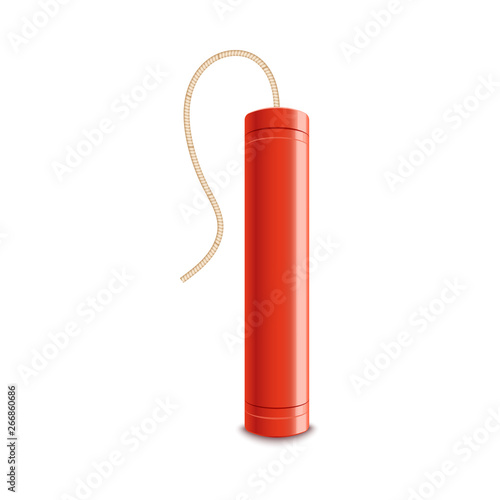 Explosive dynamite stick with unlit fuse