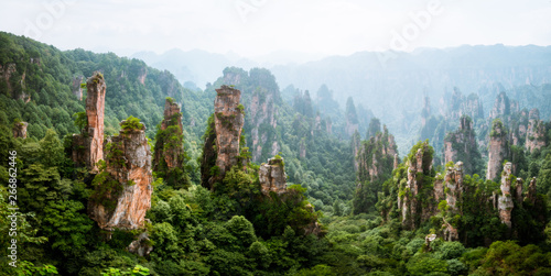 Panoramic landscape in Zhangjiajie National Forest Park in Hunan Province, China