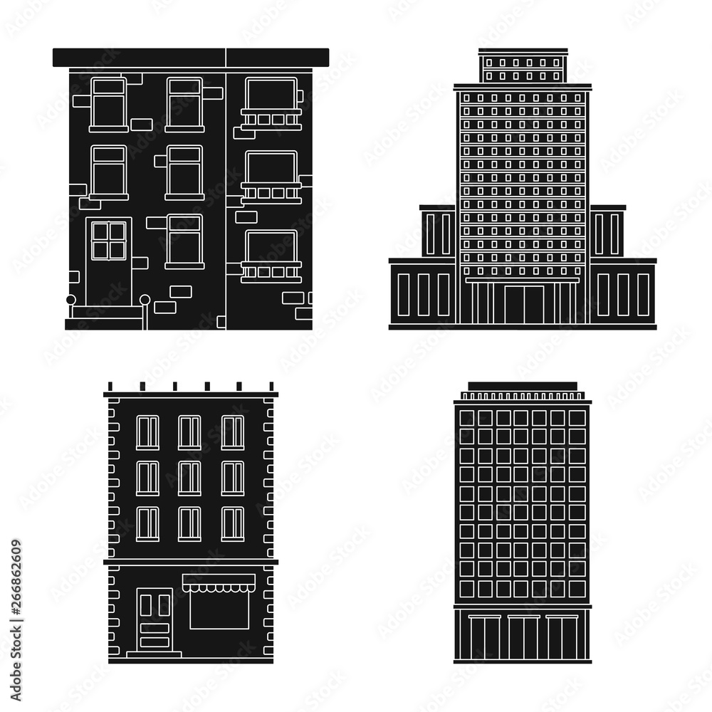 Isolated object of modern and estate   icon. Set of modern and building stock vector illustration.