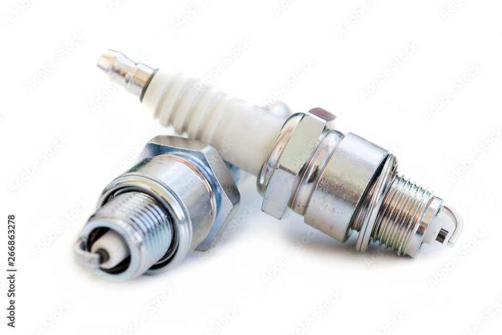 Two spark plugs on white Two spark plugs on white