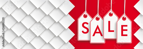 Rhombus Shapes Red Price Stickers Sale Header