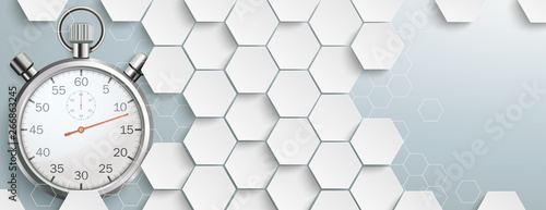 White Hexagon Structure Centre Stopwatch Header