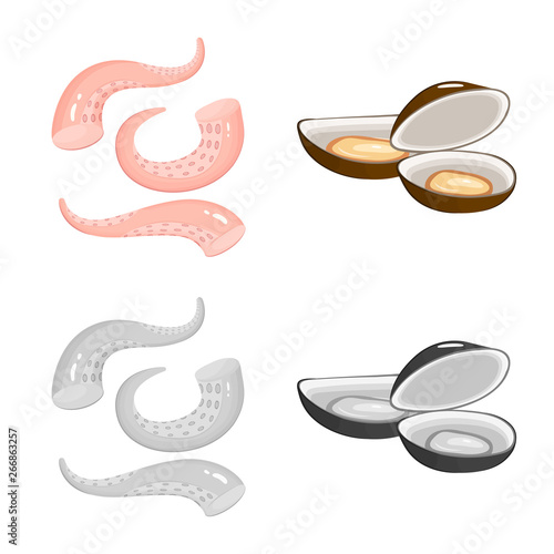 Vector illustration of fresh  and restaurant icon. Set of fresh  and marine   vector icon for stock.