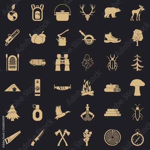 Forest icons set. Simple style of 36 forest vector icons for web for any design © ylivdesign