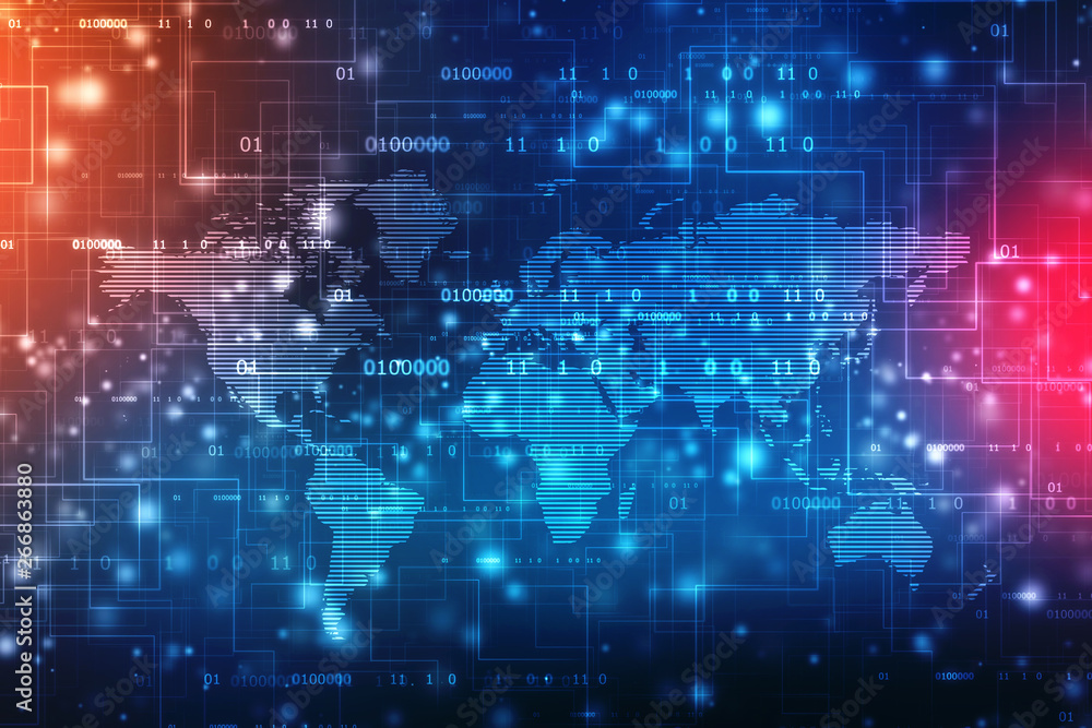 2d illustration world map abstract background, Global Internet Communication Background, Technology abstract background 2d illustration world map abstract background, Global Internet Communication Background, Technology abstract background