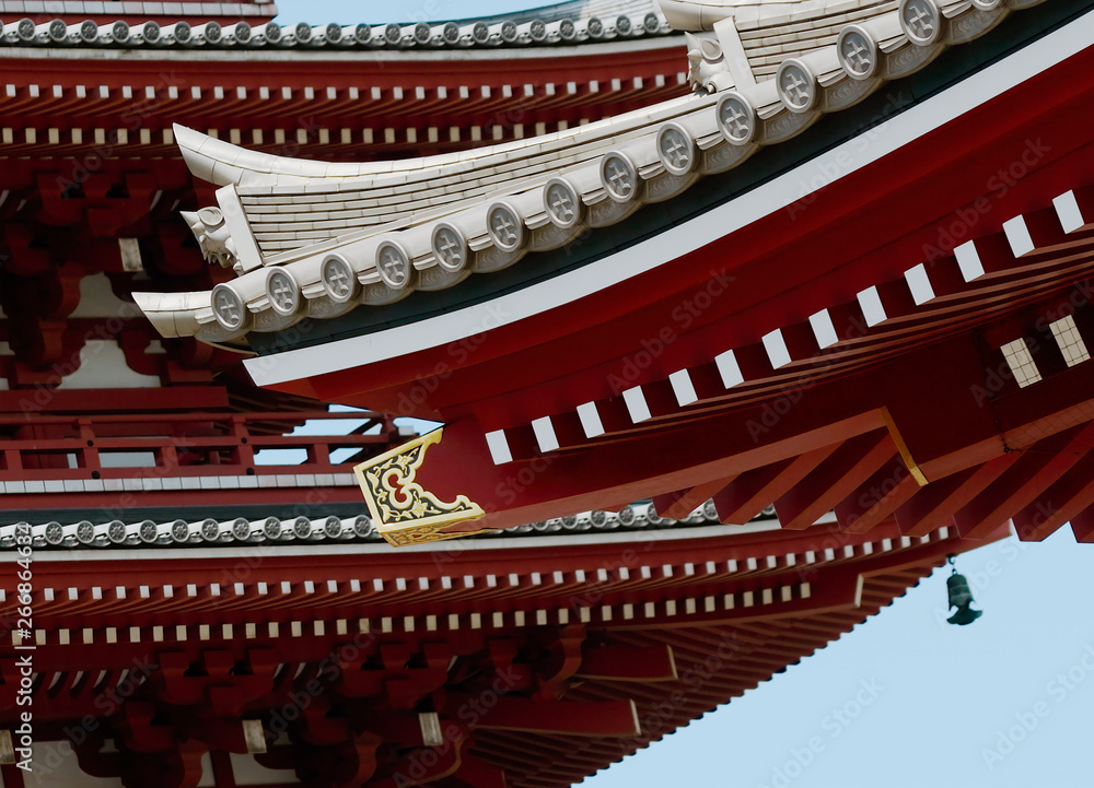 Pagoda Fragment In Authentic Style. Ancient Architecture Of Japan Pagoda Fragment In Authentic Style. Ancient Architecture Of Japan