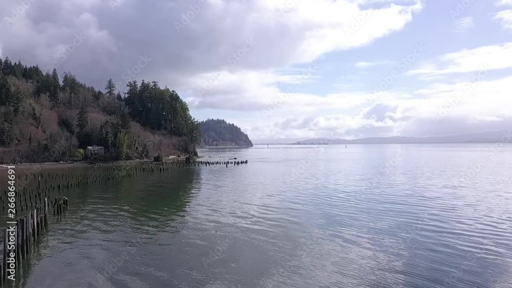 Flying along the edge of the bay with drone 1080p Flying along the edge of the bay with drone 1080p