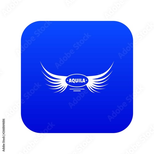 Aquila wing icon blue vector isolated on white background