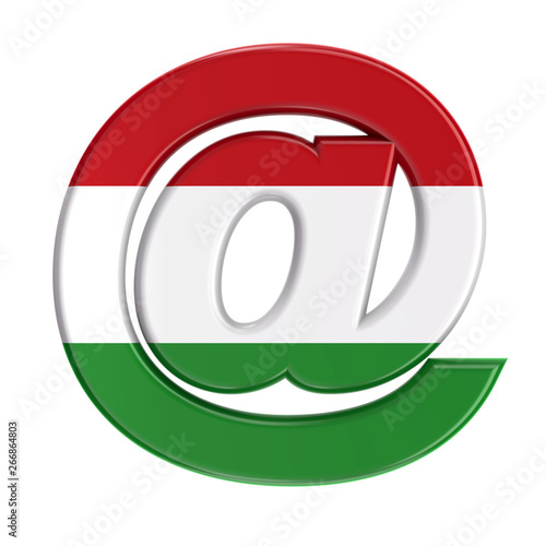 hungarian email sign - at sign3d flag of hungary symbol - Budapest, Central Europe or politics concept photo