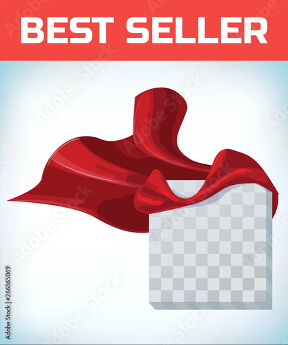 Red cape. Super hero cloak. Superhero cover. Cartoon carnival clothes. Female superhero. Woman heroine. Female power. Power sign. Leadership concept. Superhero icon. Business equality