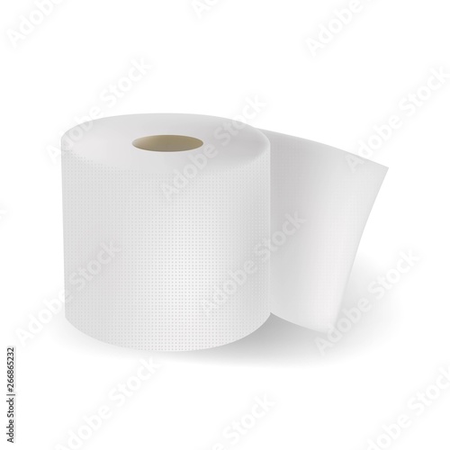 Realistic white textured toilet paper isolated on vhite background. Vector illustration.