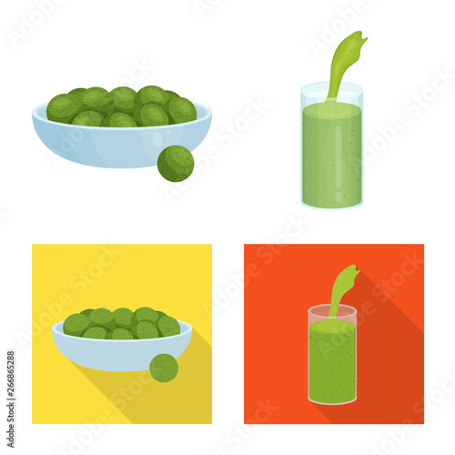 Vector illustration of protein and sea icon. Collection of protein and natural stock symbol for web.