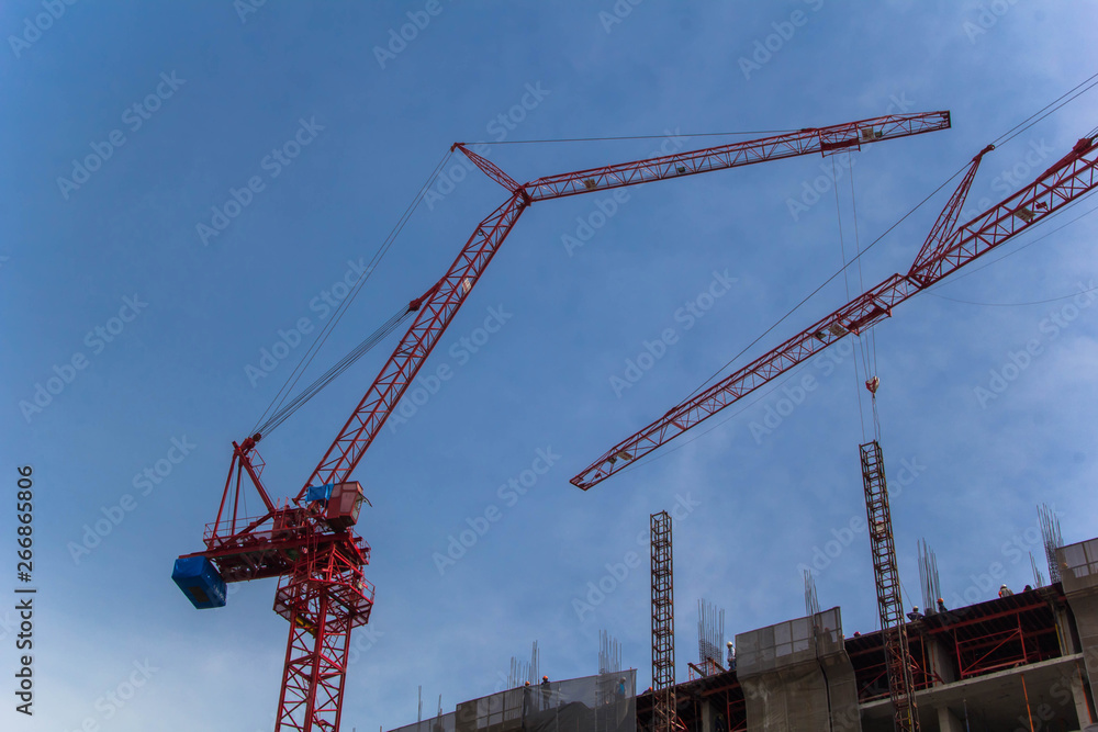 Industrial construction cranes and building